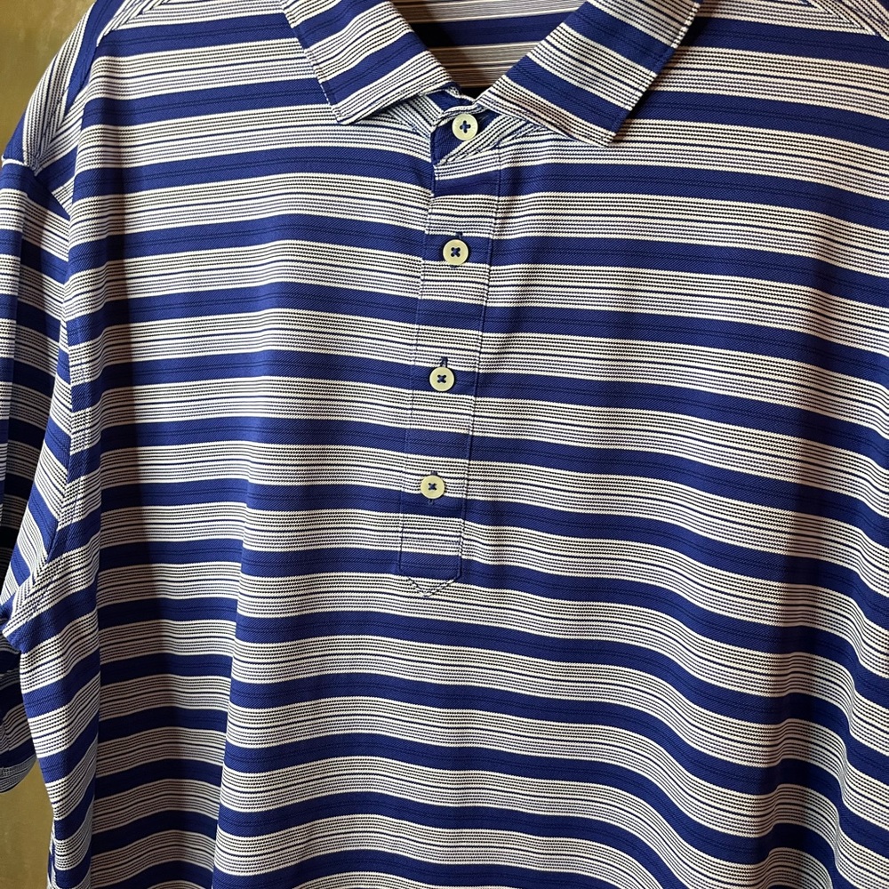 Stitch Brand- Classic Blue and White Striped Polo Shirt